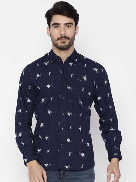 

Wrangler Men Navy Regular Fit Printed Casual Shirt, Navy blue