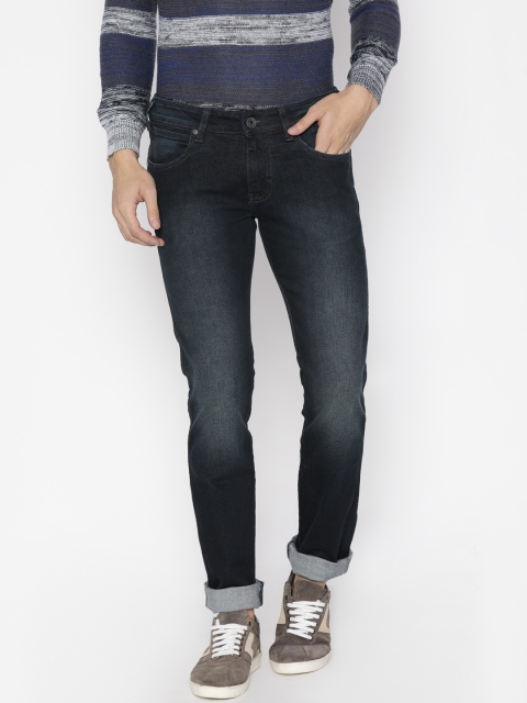 

Wrangler Men Blue Skanders Slim Fit Low-Rise Clean Look Stretchable Jeans, Na