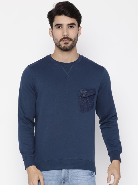 

Wrangler Men Blue Solid Sweatshirt