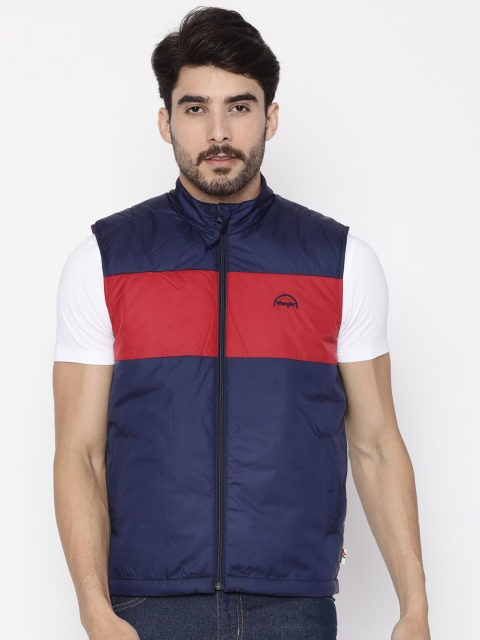 

Wrangler Men Navy Blue & Red Colourblocked Padded Jacket