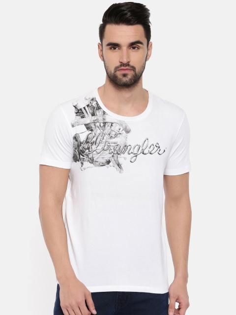 

Wrangler Men White Printed Round Neck T-shirt