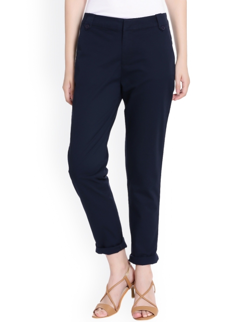 

United Colors of Benetton Women Navy Blue Smart Regular Fit Solid Regular Trousers
