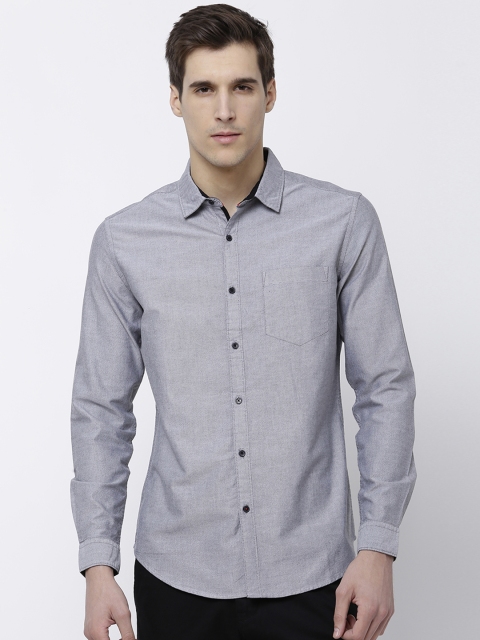

Black coffee Men Grey Slim Fit Solid Formal Shirt