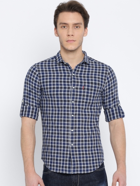 

Levis Men Blue & White Slim Fit Checked Casual Shirt
