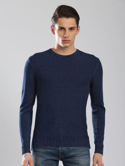 

Levis Men Navy Blue Self Design Pullover