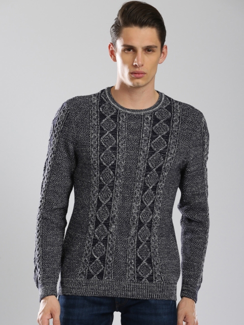 

Levis Men Navy Blue Self Design Pullover