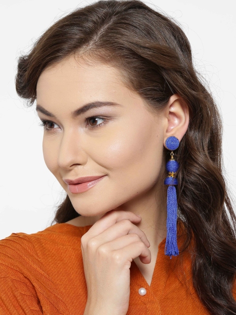

Pipa Bella Blue & Gold-Toned Contemporary Tasselled Earrings