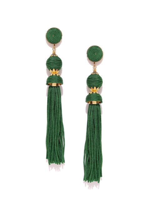 

Pipa Bella Green & Gold-Toned Contemporary Tasselled Earrings