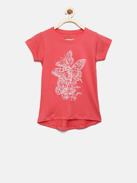 

Lee Cooper Girls Coral Pink Printed Round Neck T-shirt
