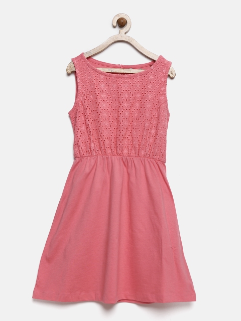 

Lee Cooper Girls Coral Pink Embroidered Fit and Flare Dress