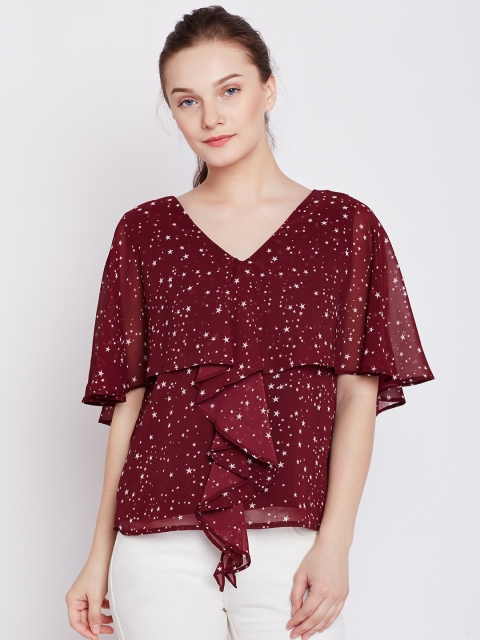 

COVER STORY Women Maroon Printed Top
