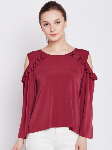 

COVER STORY Women Maroon Solid Top