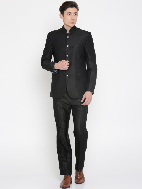 

Raymond Men Black Single-Breasted Regular Contemporary Fit Checked Ethnic Bandhgala Suit