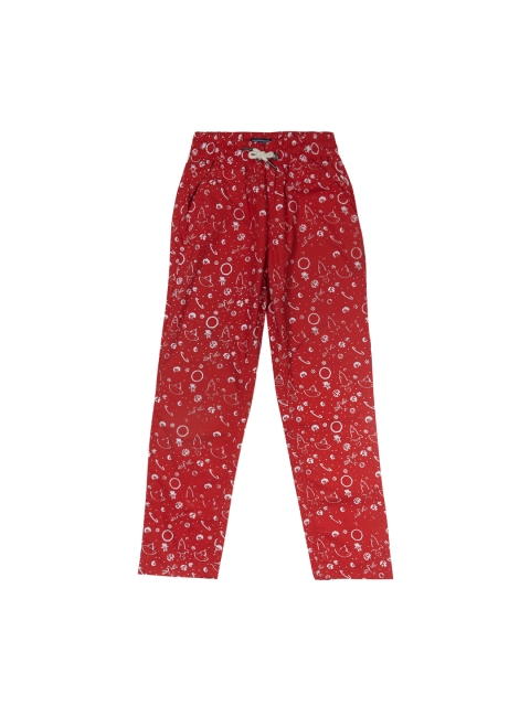 

Gini and Jony Boys Red Regular Fit Printed Regular Trousers