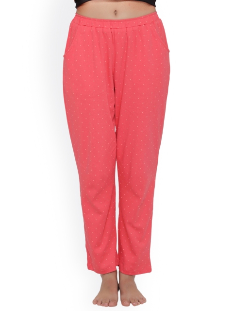 

Clovia Coral Pink Polka Dot Print Pyjamas LB0135P22XXL