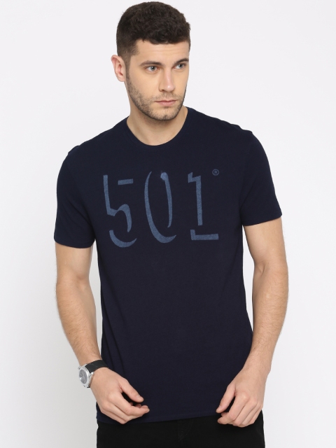 

Levis Men Navy Blue Printed Round Neck T-shirt