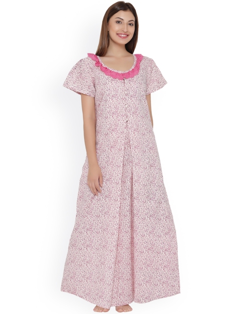 

Clovia Women Pink Printed Maxi Nightdress NS0930P22XXL