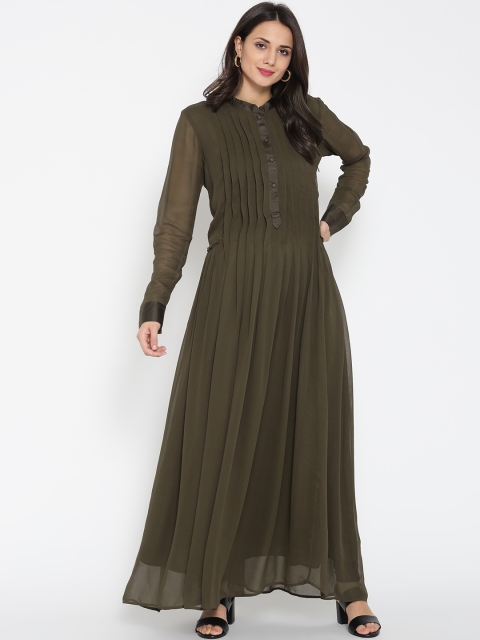 

Ritu Kumar Women Olive Green Maxi A-Line Kurta