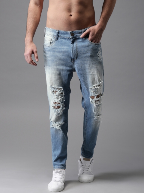 

HERE&NOW Men Blue Slim Fit Mid-Rise Mildly Distressed Stretchable Jeans