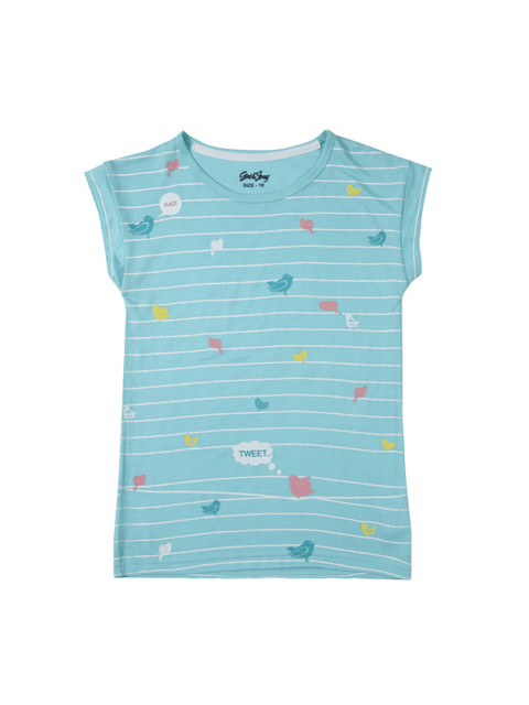 

Gini and Jony Girls Blue Printed Top