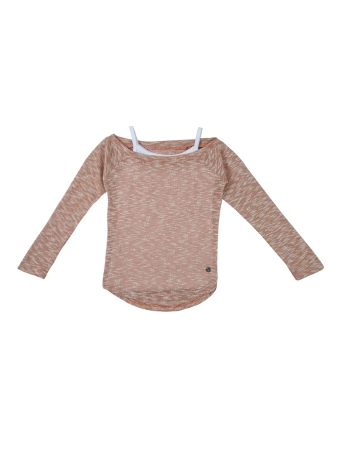 

Gini and Jony Girls Pink Self-Design Top