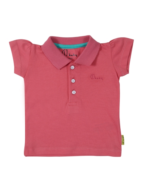 

Gini and Jony Girls Pink Solid Polo Collar T-shirt