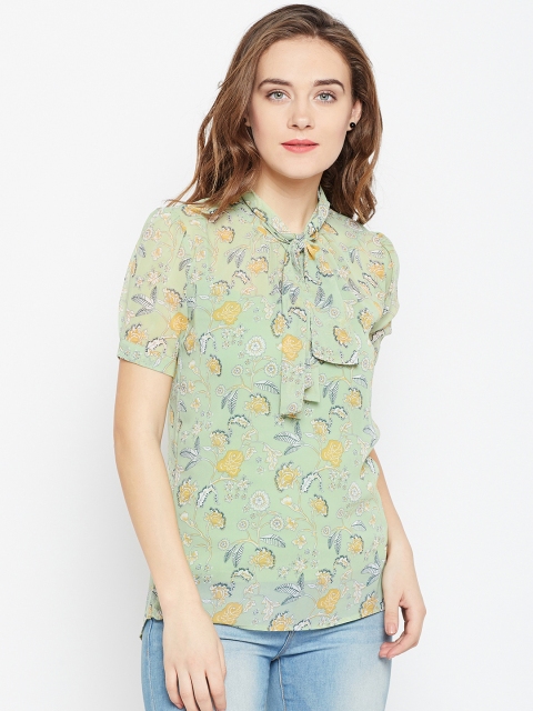 

Wills Lifestyle Women Green Floral Print Top