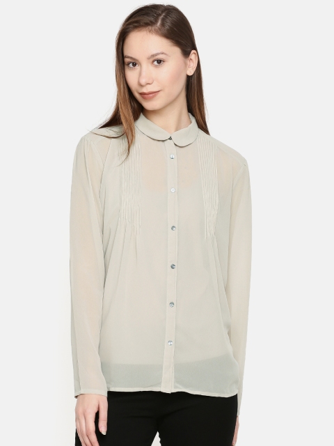 

Wills Lifestyle Women Beige Regular Fit Sheer Formal Shirt