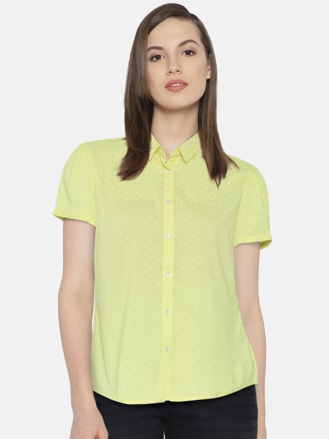 

Wills Lifestyle Women Yellow Printed Casual Shirt