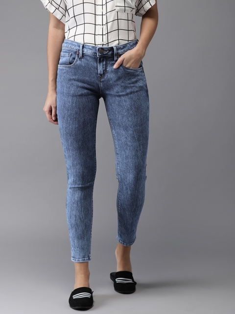 

HERE&NOW Women Blue Skinny Fit Mid-Rise Clean Look Stretchable Ankle-Length Jeans