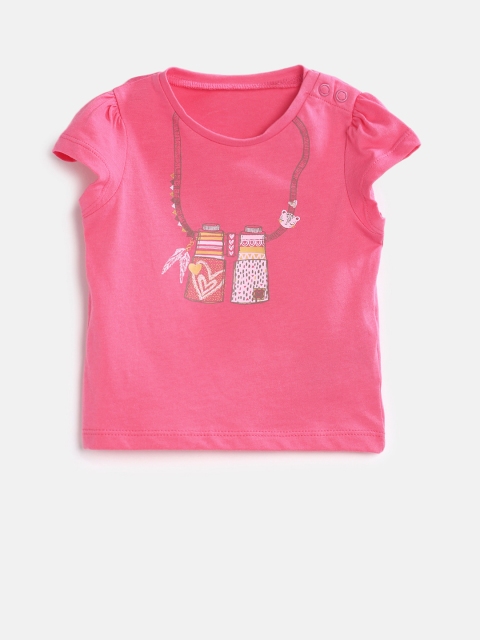 

mothercare Girls Pink Printed Round Neck T-shirt