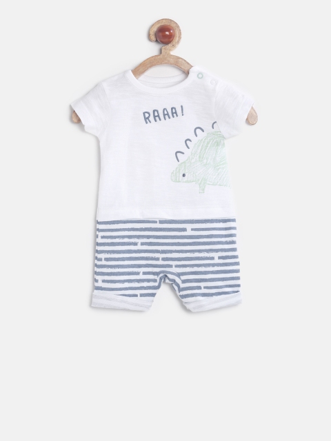 

mothercare Boys White Printed Rompers
