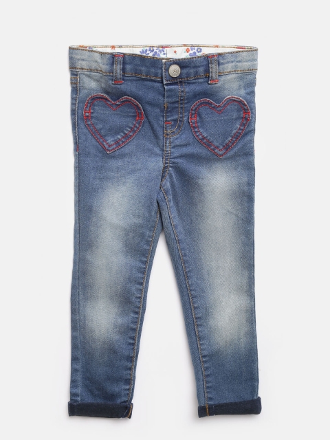 

mothercare Girls Blue Slim Fit Mid-Rise Clean Look Stretchable Jeans