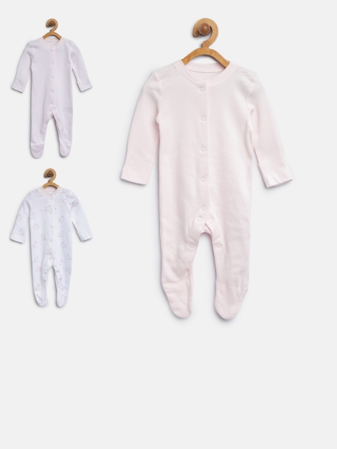 

mothercare Girls Pack of 3 Sleepsuits, Pink