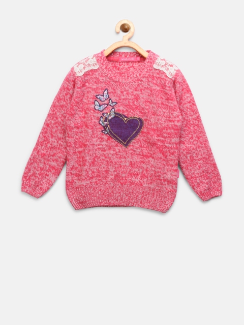 

Wingsfield Girls Pink Self Design Pullover