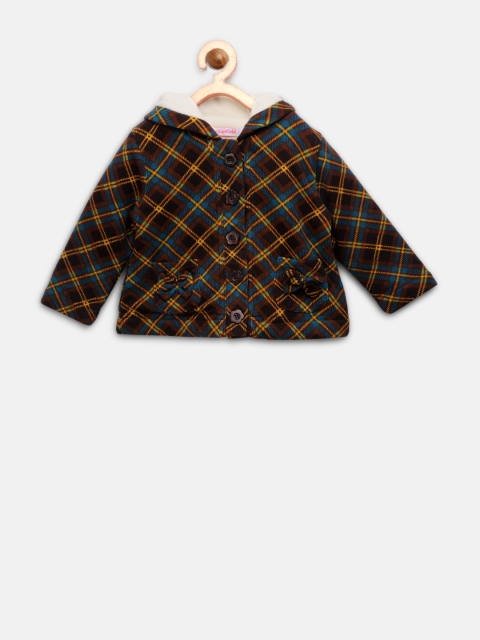 

Wingsfield Girls Brown Checked Hooded Coat