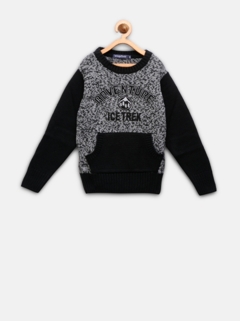 

Wingsfield Boys Black & Grey Patterned Pullover with Applique Detail