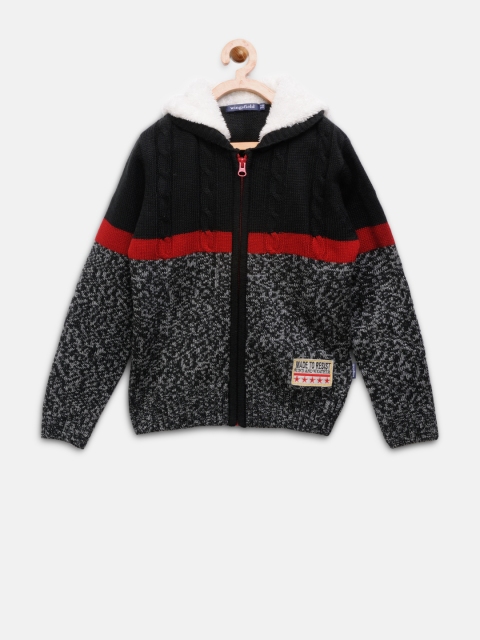 

Wingsfield Boys Black & Grey Self Design Cardigan