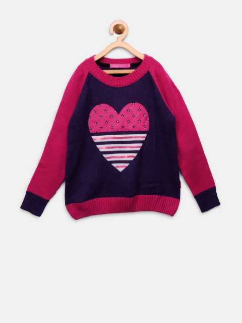 

Wingsfield Girls Purple & Pink Printed Sweater