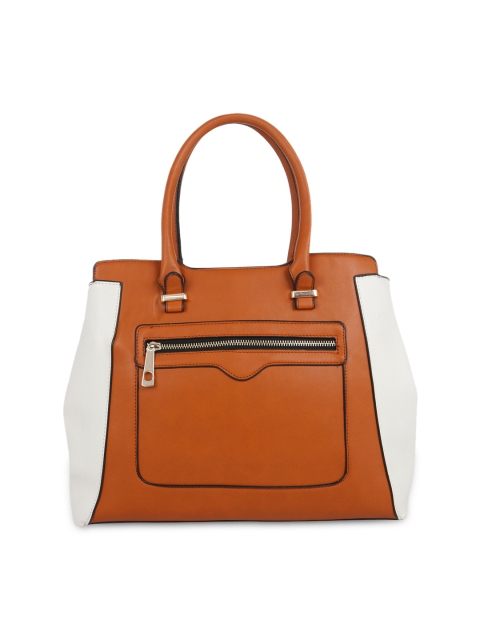 

FUR JADEN Tan Brown & White Colourblocked Handheld Bag