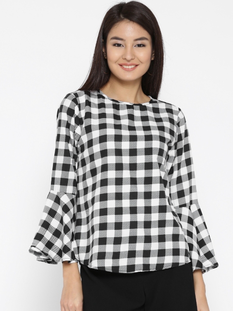 

Sera Women White & Black Checked A-Line Top