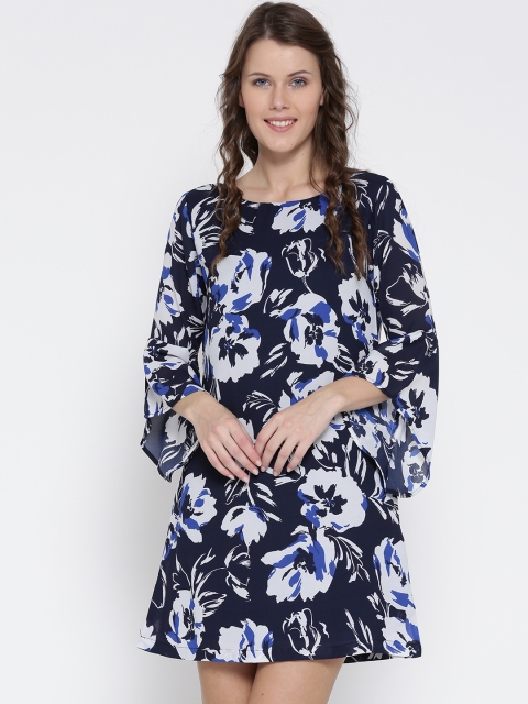 

Sera Women Navy Blue & White Floral Print A-Line Dress