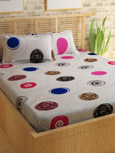 

Story@home White Printed Cotton 186TC 1 Double Bedsheet with 2 Pillow Covers