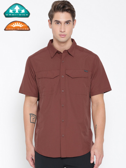 

Columbia Men Rust Brown Silver Ridge UV Protect Outdoor Solid Shirt