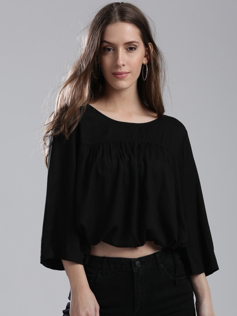 

Levis Women Black Solid Crop Blouson Top