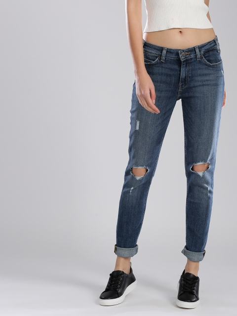 

Levis Women Blue Skinny Fit Mid-Rise Slash Knee Stretchable Jeans