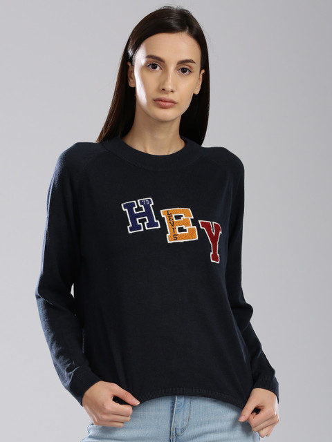 

Levis Women Navy Blue Self Design Pullover