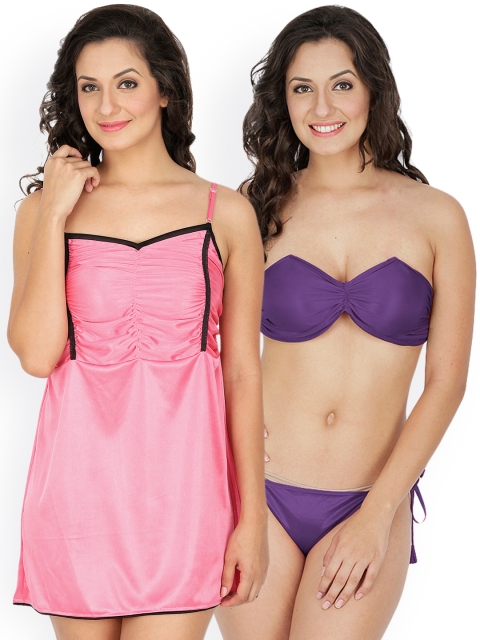

Klamotten Cream-Coloured & Purple Nightdress Set 221J-98R, Pink