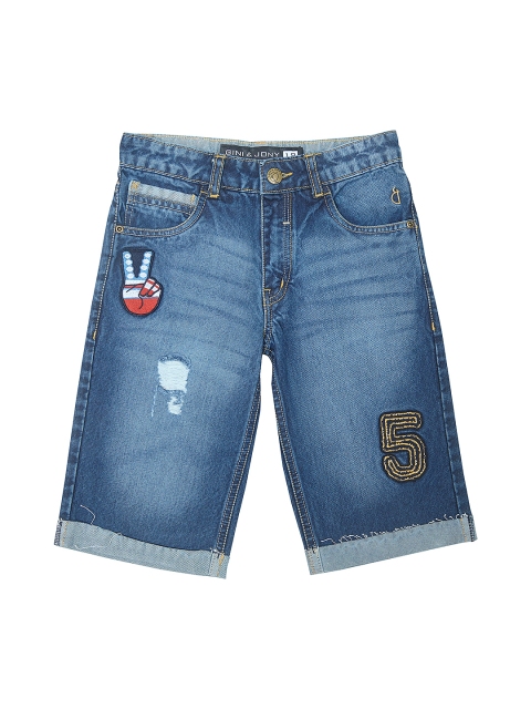 

Gini and Jony Boys Blue Solid Regular Fit Denim Shorts