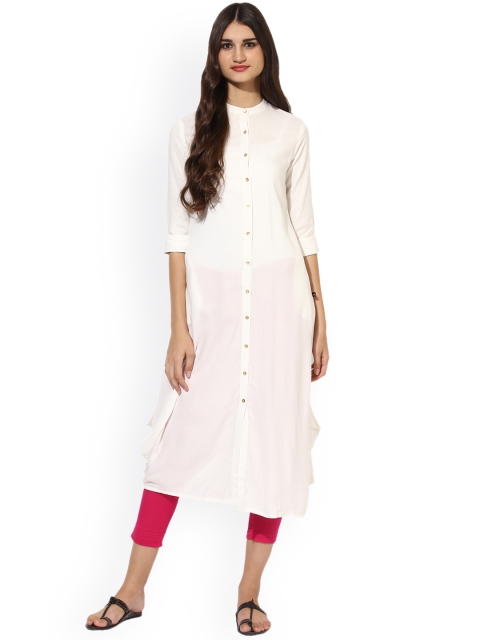

Juniper Women Off-White Solid A-Line Kurta